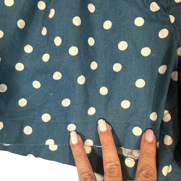 J. Crew Blue & White Polka Dot Linen Blend Belted Dressy Shorts Women Sz 8 - Picture 6 of 10